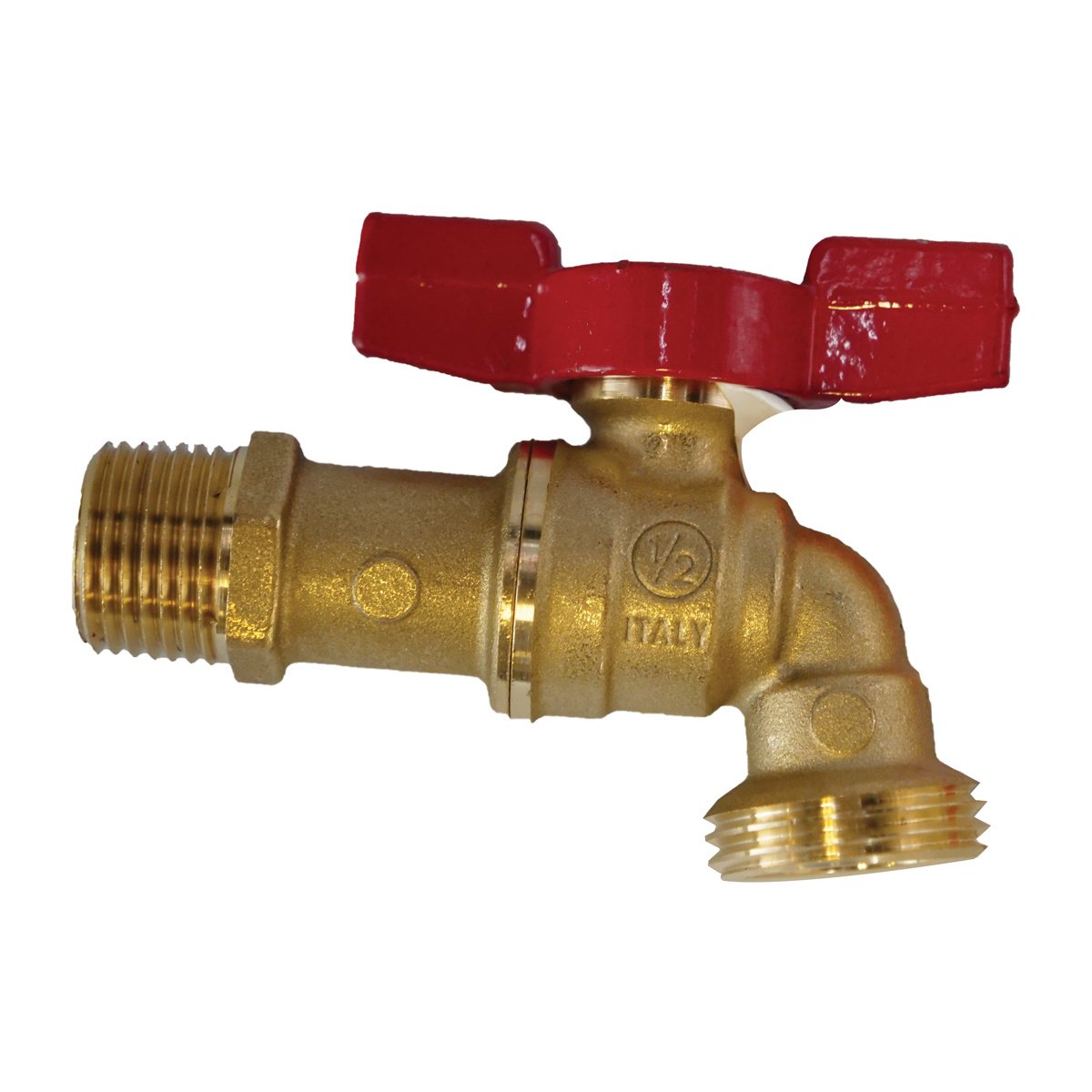 Brass Ball Valve - Compact 1/2" MPT x 3/4" MGHT - QC Supply - 