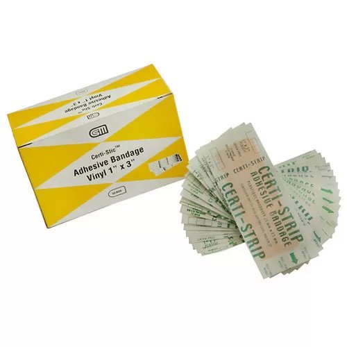 Certi - Strip™ Plastic Adhesive Strips - 1" x 3" - QC Supply - 