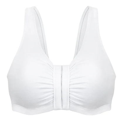 Comfortable Unlined Wireless Cotton Stretch Sports Bra with Front Closure - QC Supply - 