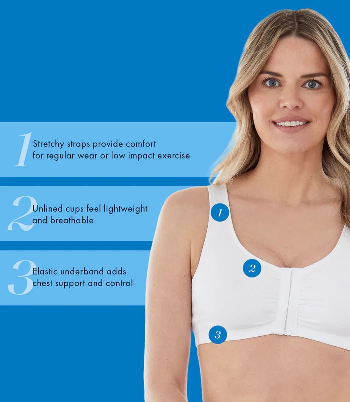 Comfortable Unlined Wireless Cotton Stretch Sports Bra with Front Closure - QC Supply - 