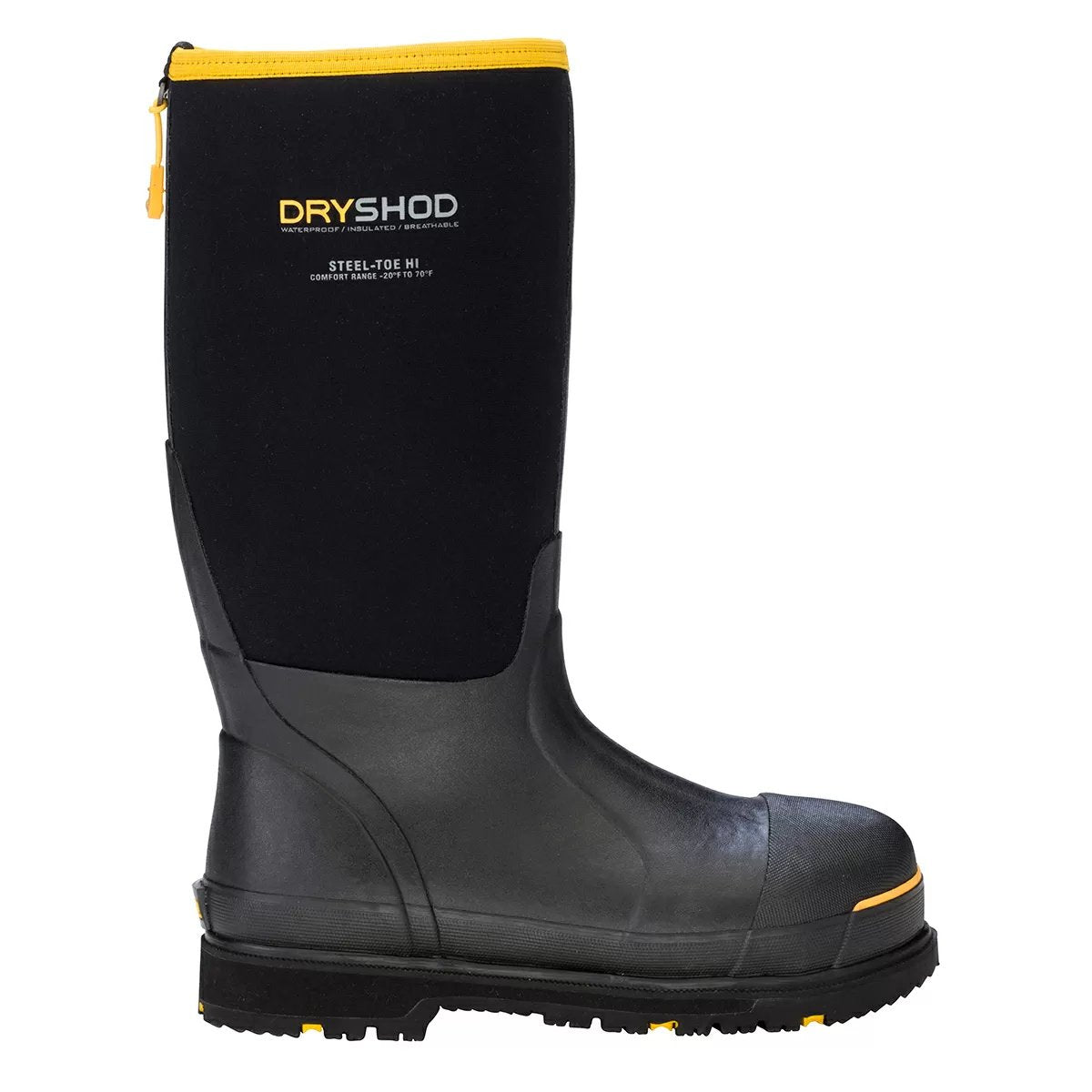 DRYSHOD® Steel Toe Hi Protective Work Boots - Black/Yellow - QC Supply - 