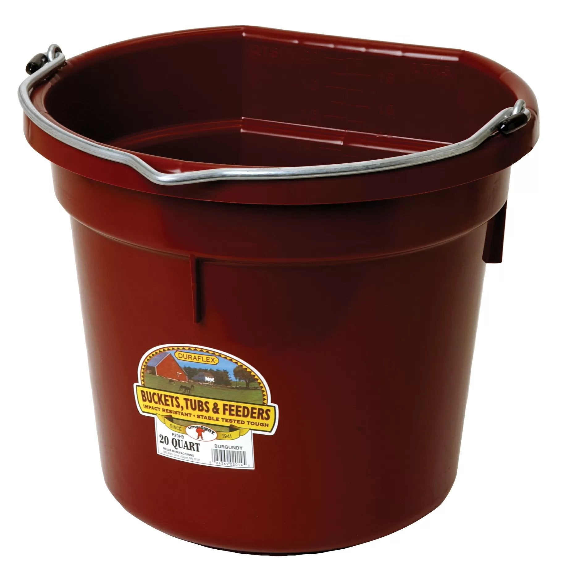 DuraFlex® Plastic Flat Back Bucket - 20 Quart - QC Supply - 