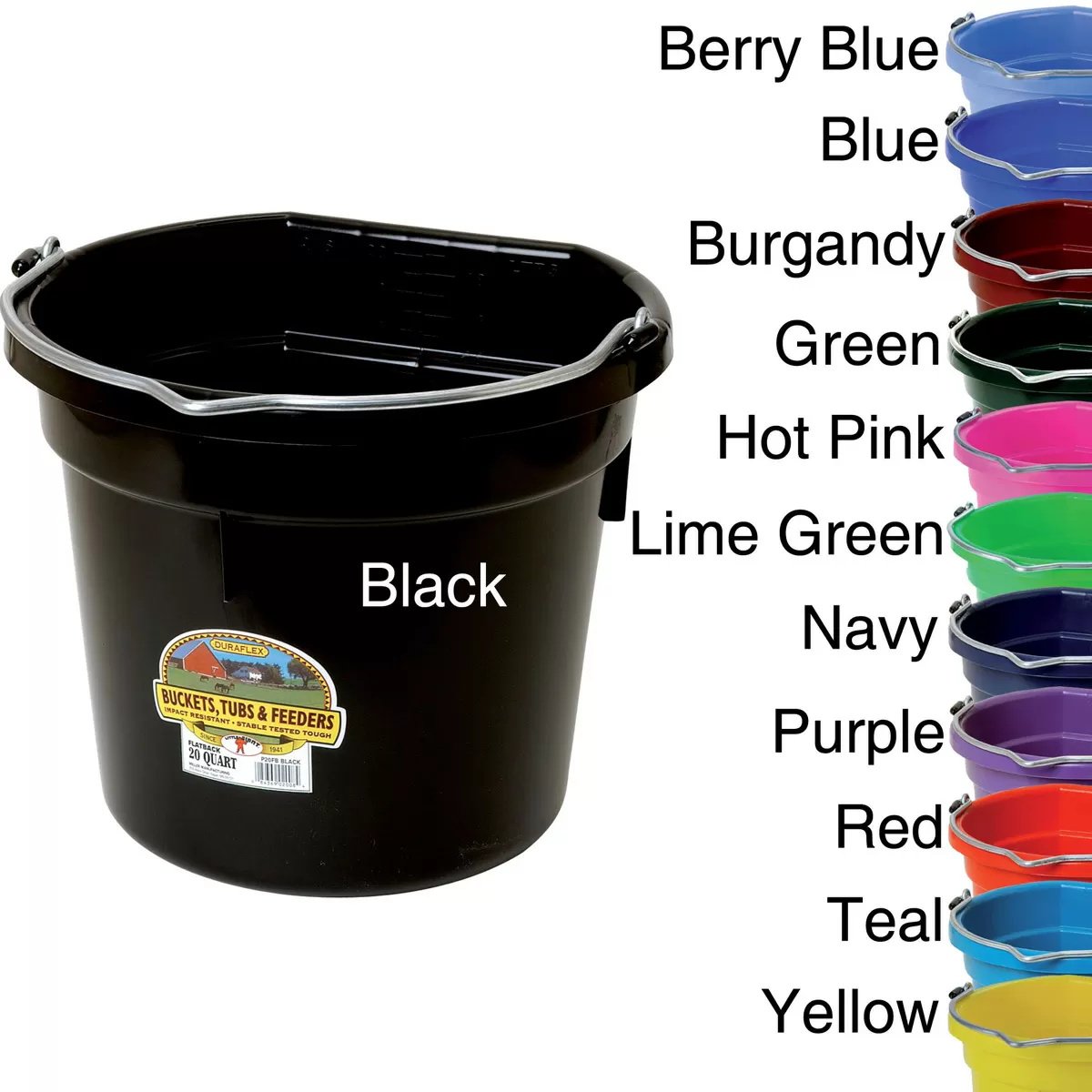 DuraFlex® Plastic Flat Back Bucket - 20 Quart - QC Supply - 