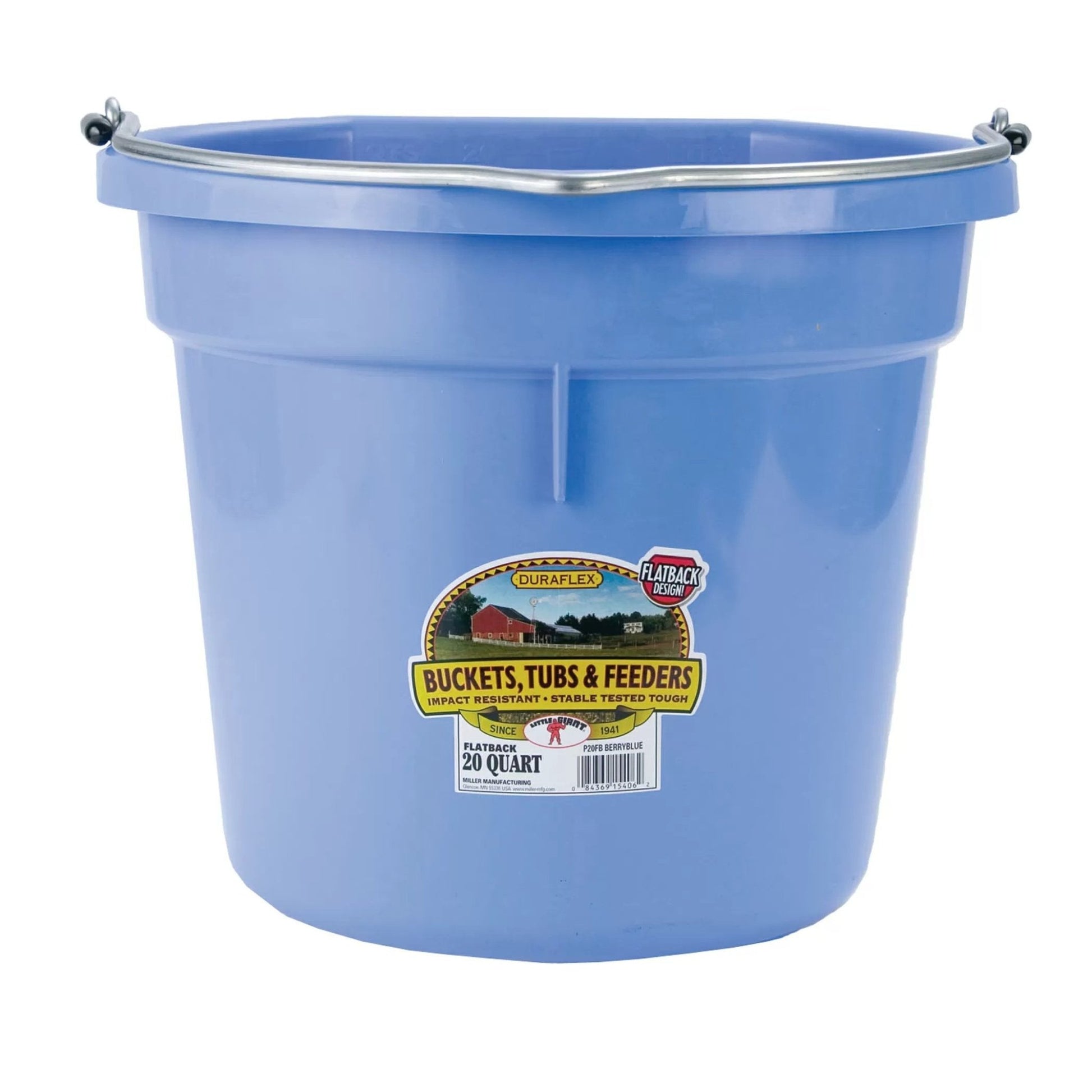 DuraFlex® Plastic Flat Back Bucket - 20 Quart - QC Supply - 