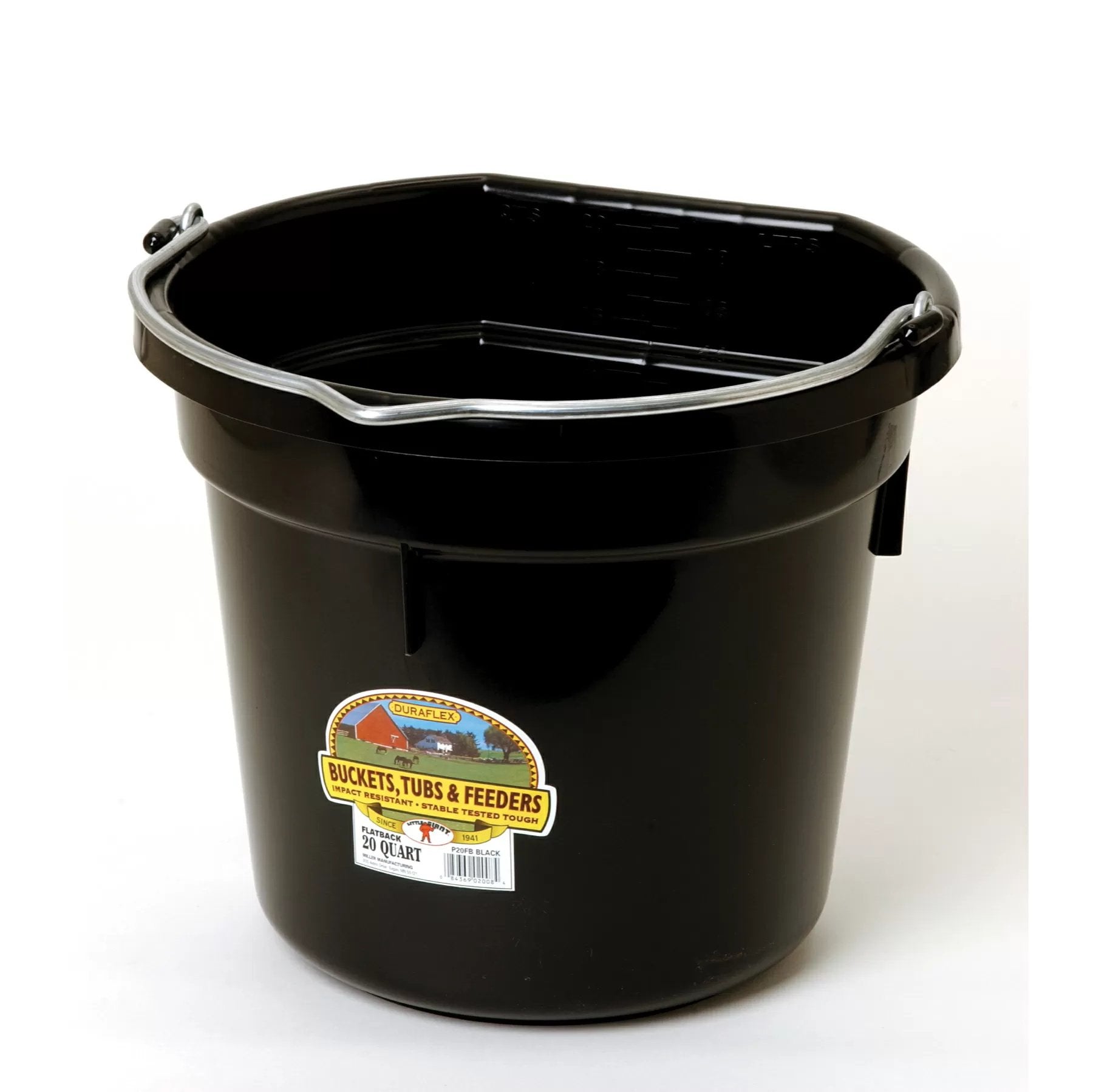 DuraFlex® Plastic Flat Back Bucket - 20 Quart - QC Supply - 