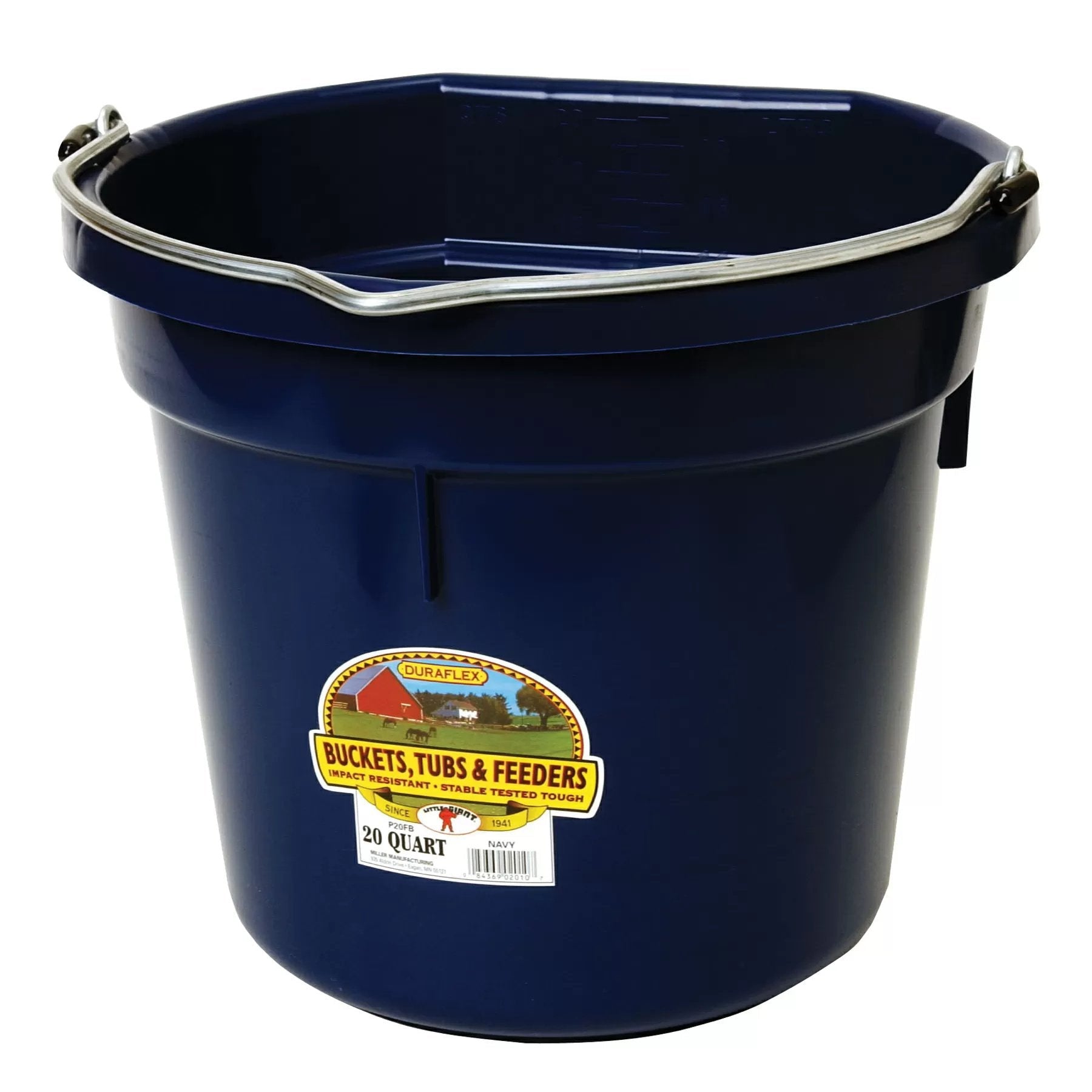 DuraFlex® Plastic Flat Back Bucket - 20 Quart - QC Supply - 