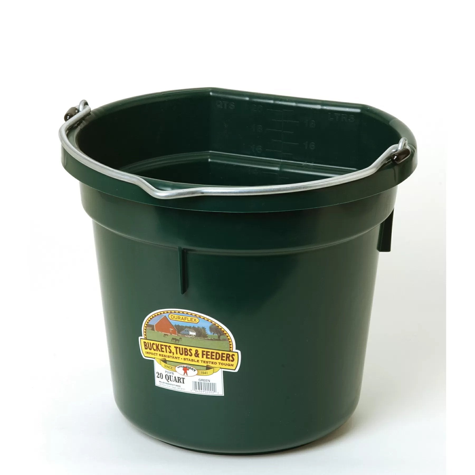 DuraFlex® Plastic Flat Back Bucket - 20 Quart - QC Supply - 