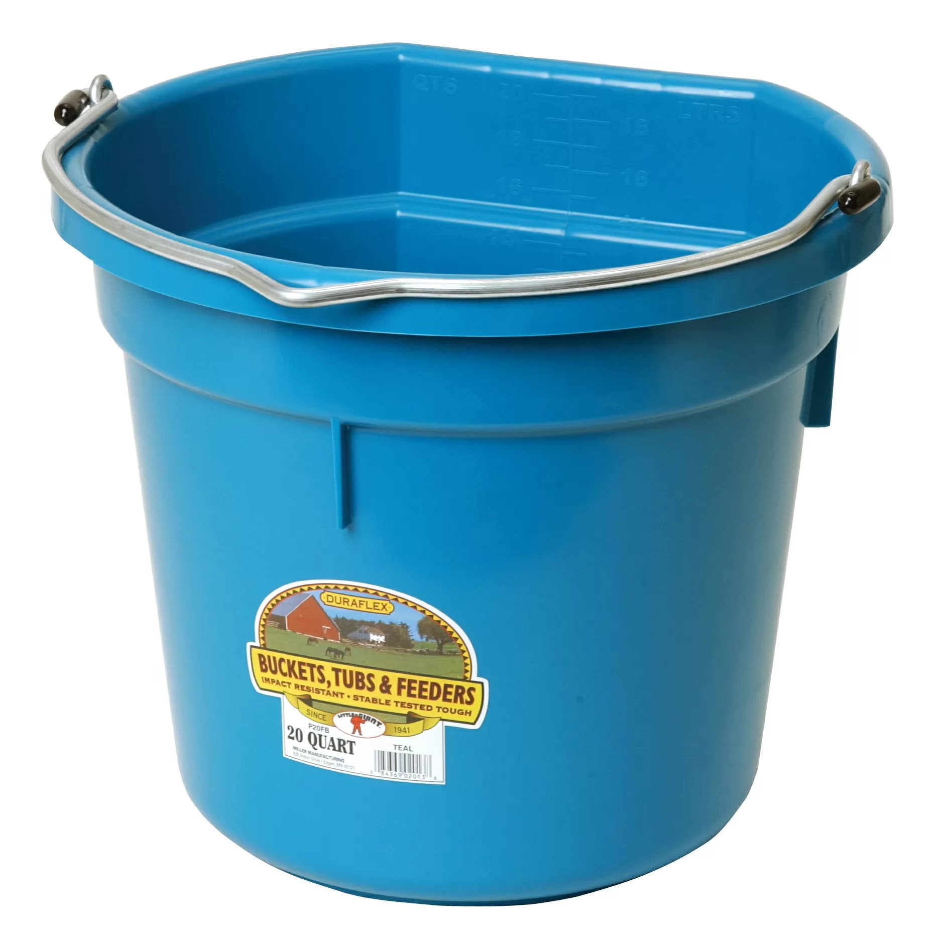 DuraFlex® Plastic Flat Back Bucket - 20 Quart - QC Supply - 