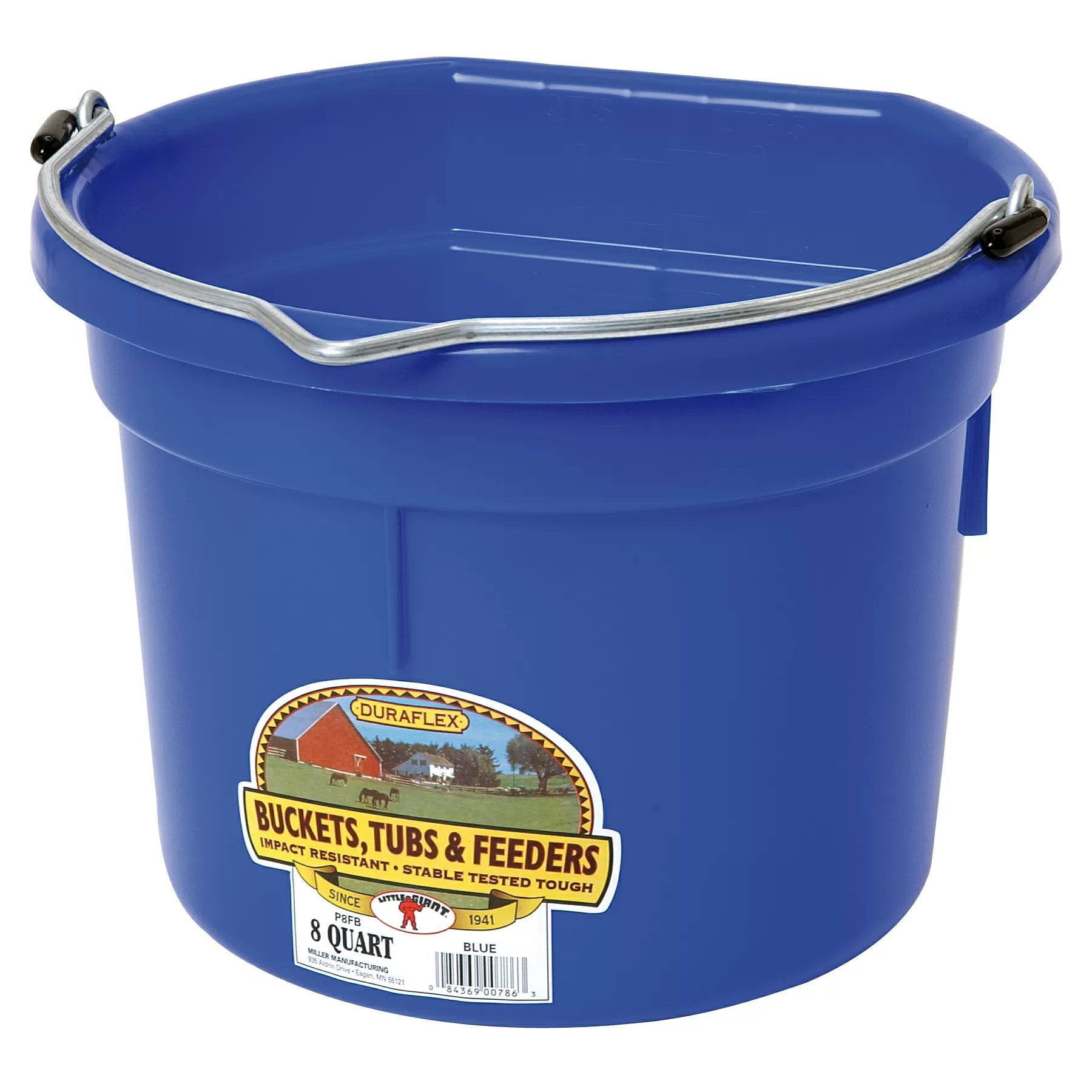 DuraFlex® Plastic Flat Back Bucket - 8 Quart - QC Supply - 