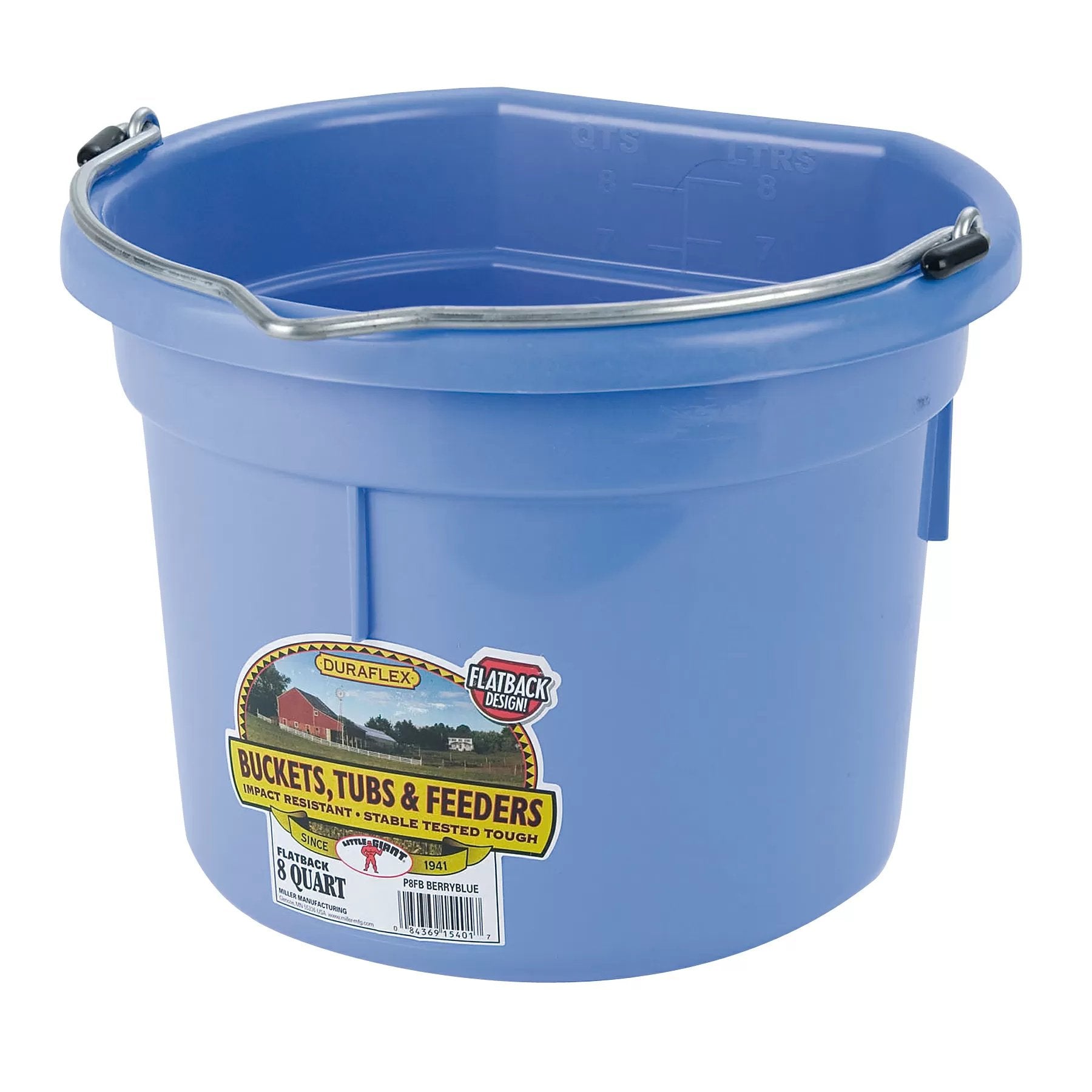 DuraFlex® Plastic Flat Back Bucket - 8 Quart - QC Supply - 