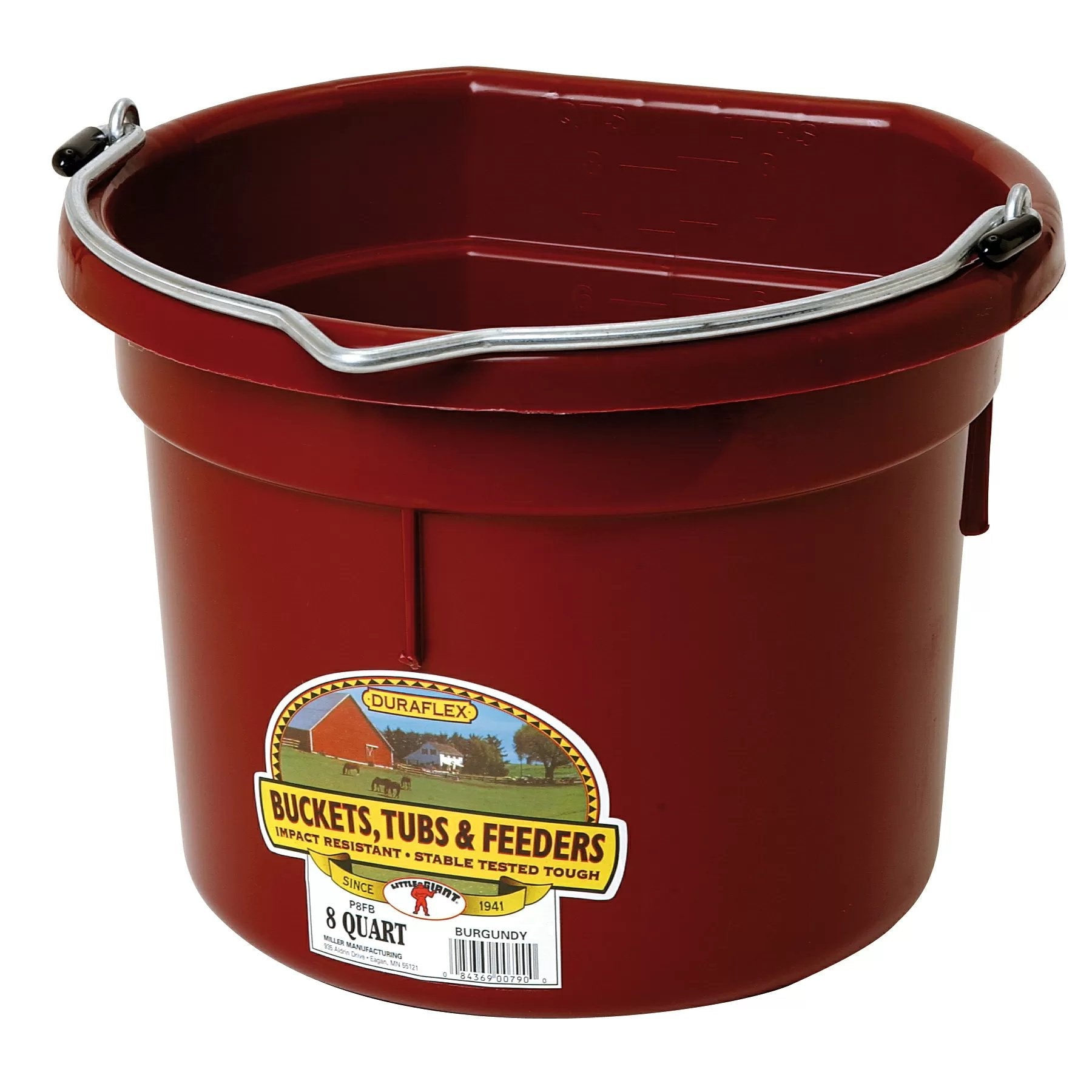 DuraFlex® Plastic Flat Back Bucket - 8 Quart - QC Supply - 