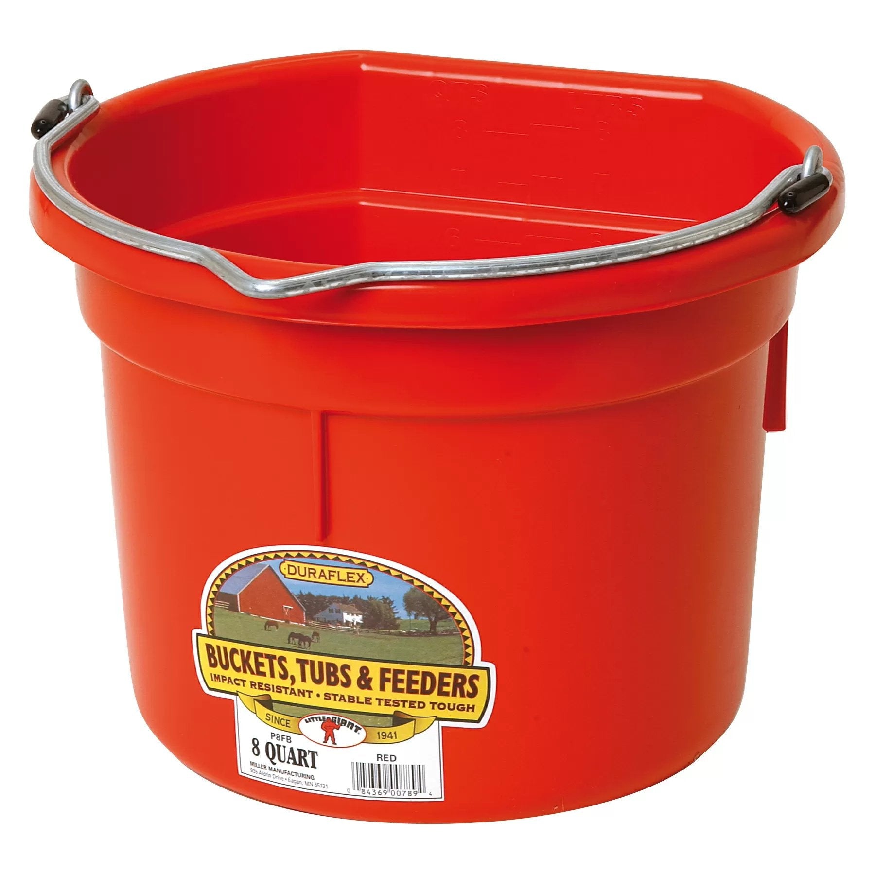 DuraFlex® Plastic Flat Back Bucket - 8 Quart - QC Supply - 