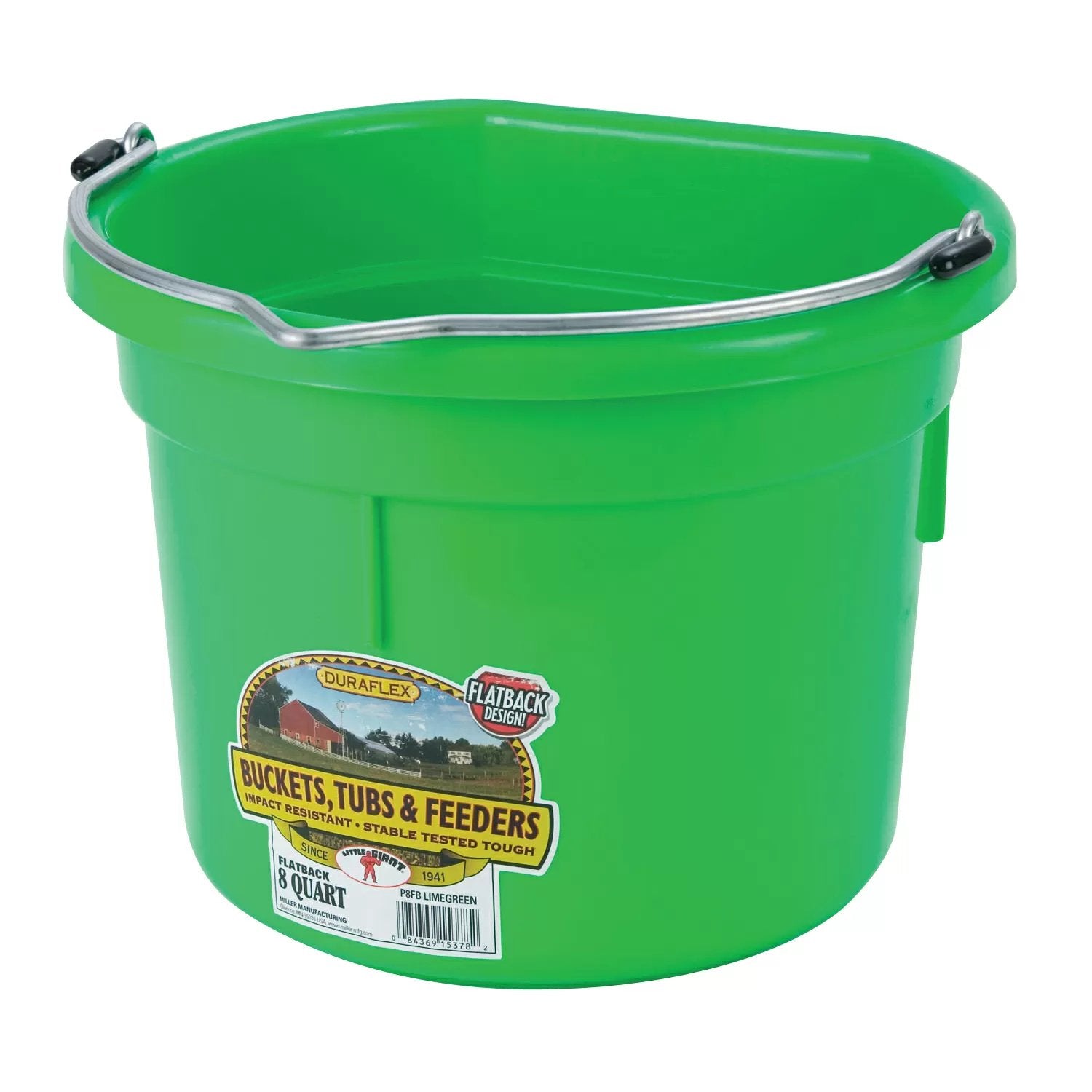 DuraFlex® Plastic Flat Back Bucket - 8 Quart - QC Supply - 