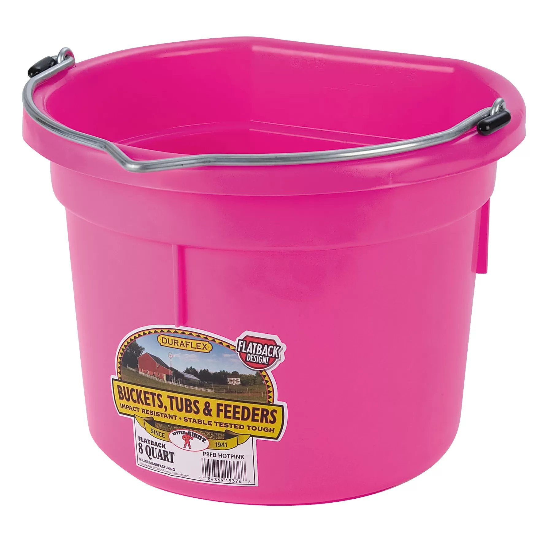 DuraFlex® Plastic Flat Back Bucket - 8 Quart - QC Supply - 