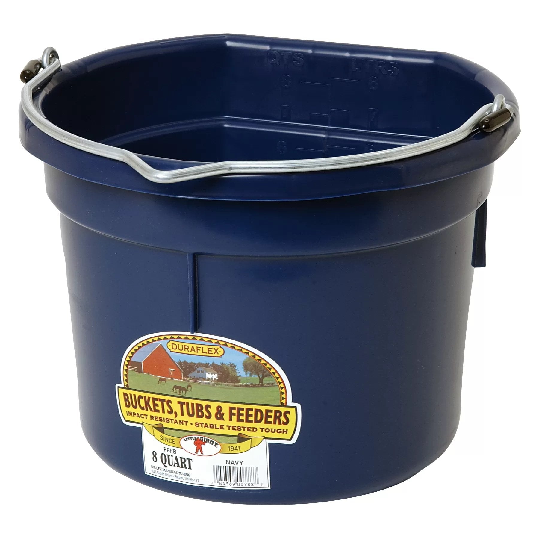 DuraFlex® Plastic Flat Back Bucket - 8 Quart - QC Supply - 