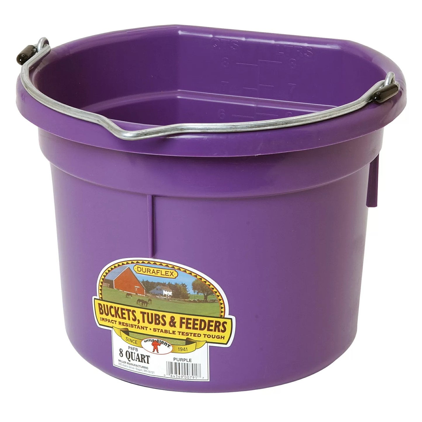 DuraFlex® Plastic Flat Back Bucket - 8 Quart - QC Supply - 