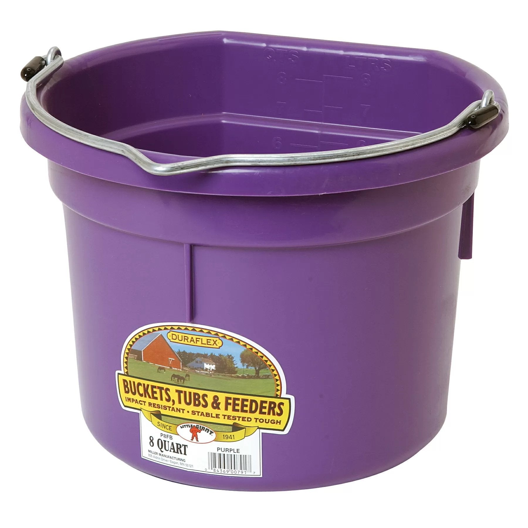 DuraFlex® Plastic Flat Back Bucket - 8 Quart - QC Supply - 