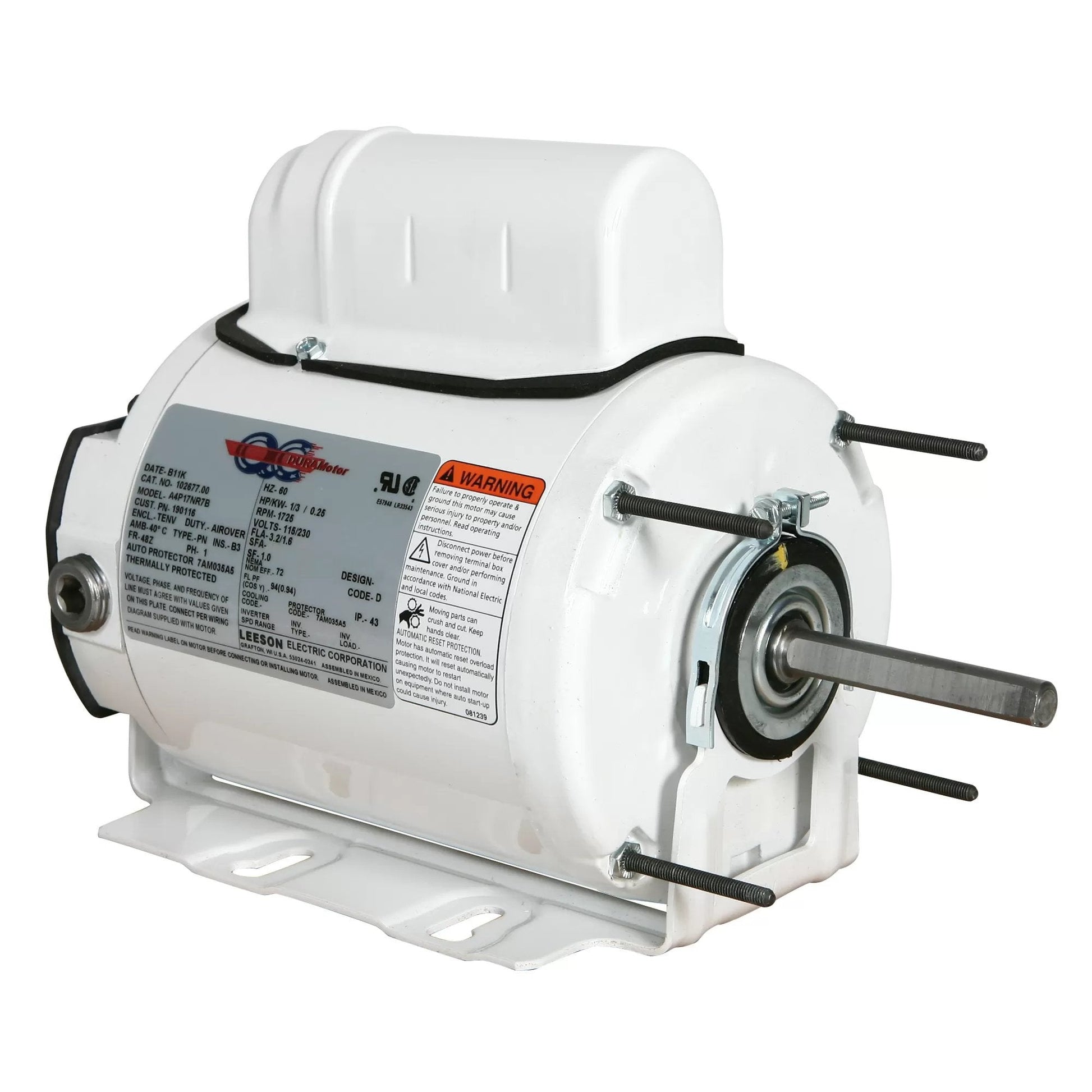DURAMotor® 1/2 HP Single Speed Ventilation Fan Motor Model 104022 - QC Supply - 