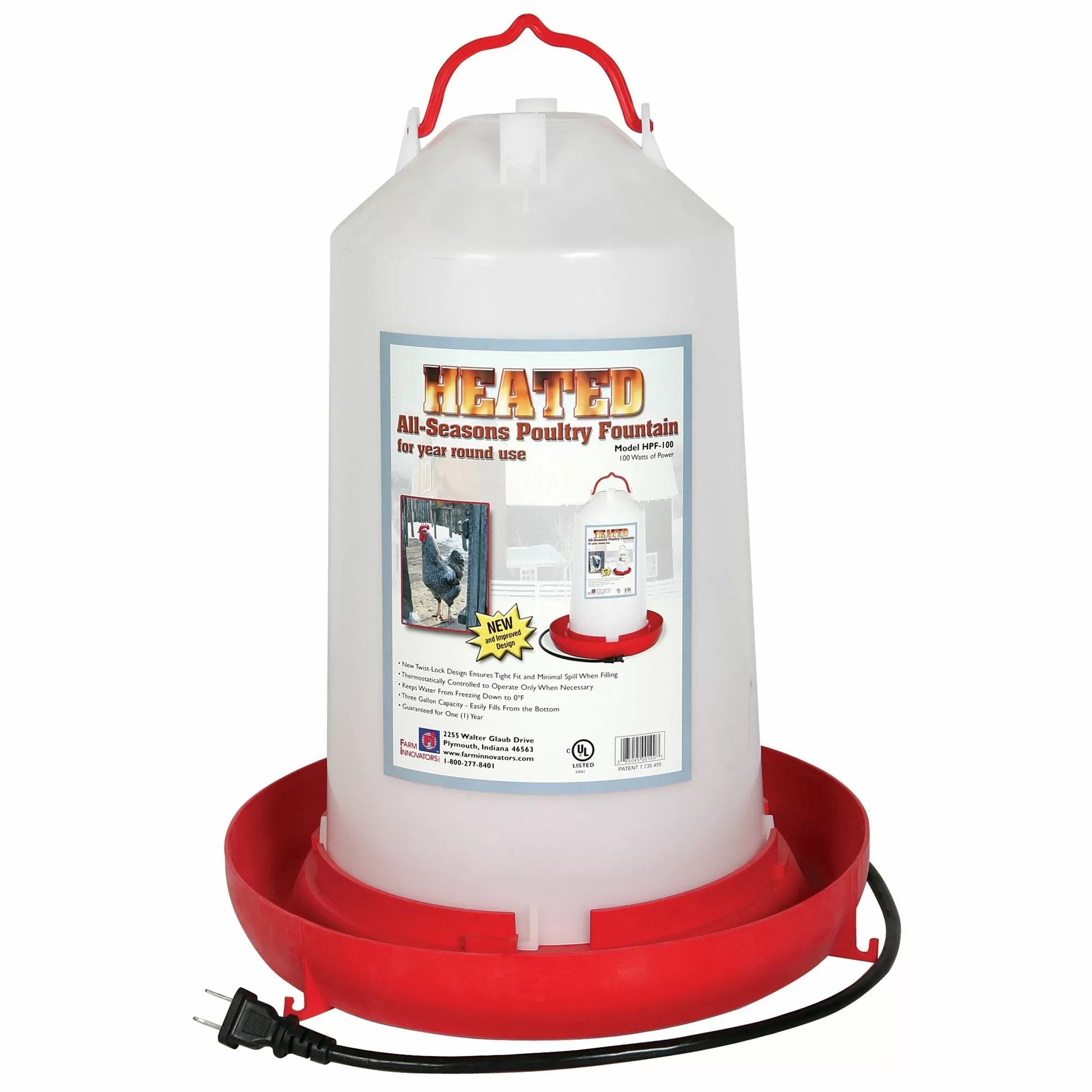 Farm Innovators™ Heated Poultry Fountain - 3 Gallon - QC Supply - 