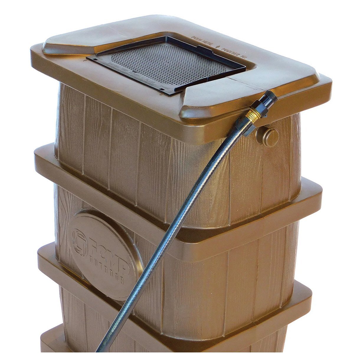FCMP Outdoor Wood Grain Rain Barrel - 45 Gal. - QC Supply - 