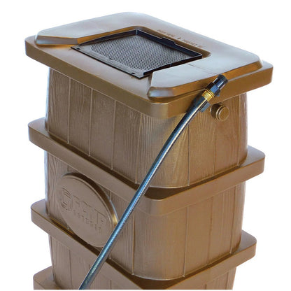 FCMP Outdoor Wood Grain Rain Barrel - 45 Gal. - QC Supply - 