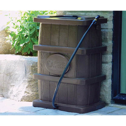 FCMP Outdoor Wood Grain Rain Barrel - 45 Gal. - QC Supply - 