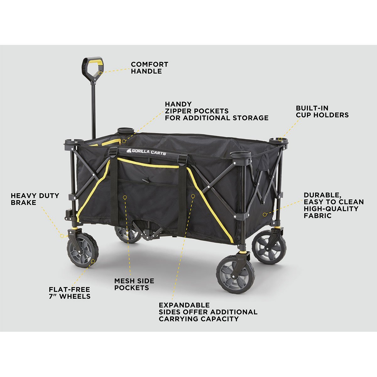 Folding, Collapsible 7 Cubic Feet Utility Wagon - QC Supply - 