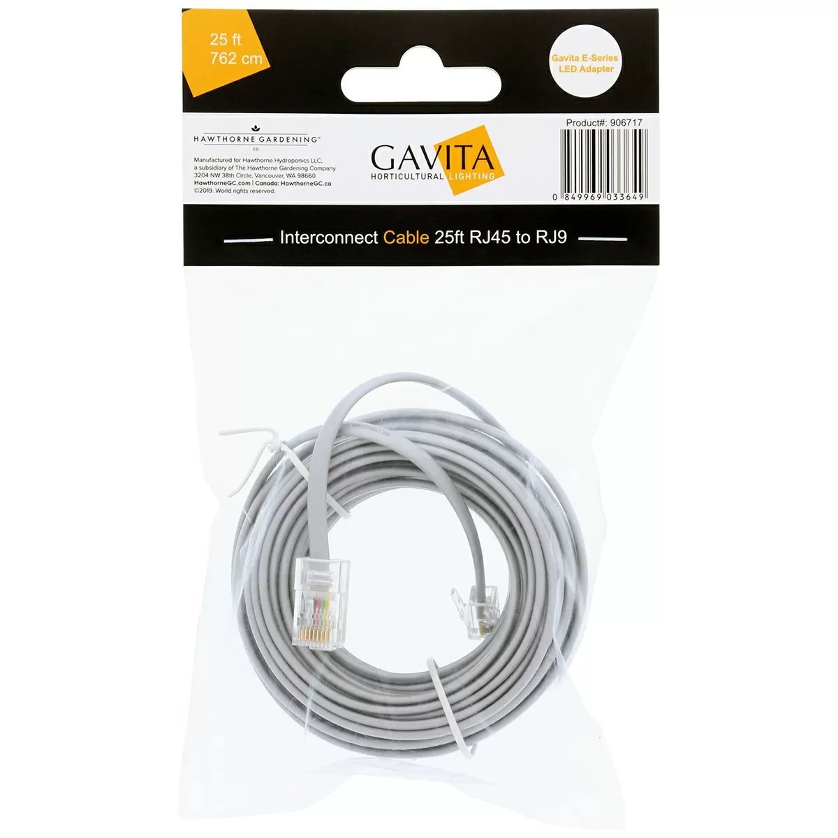 Gavita e - Series LED Adapter Interconnect Cable - 25' Long - QC Supply - 
