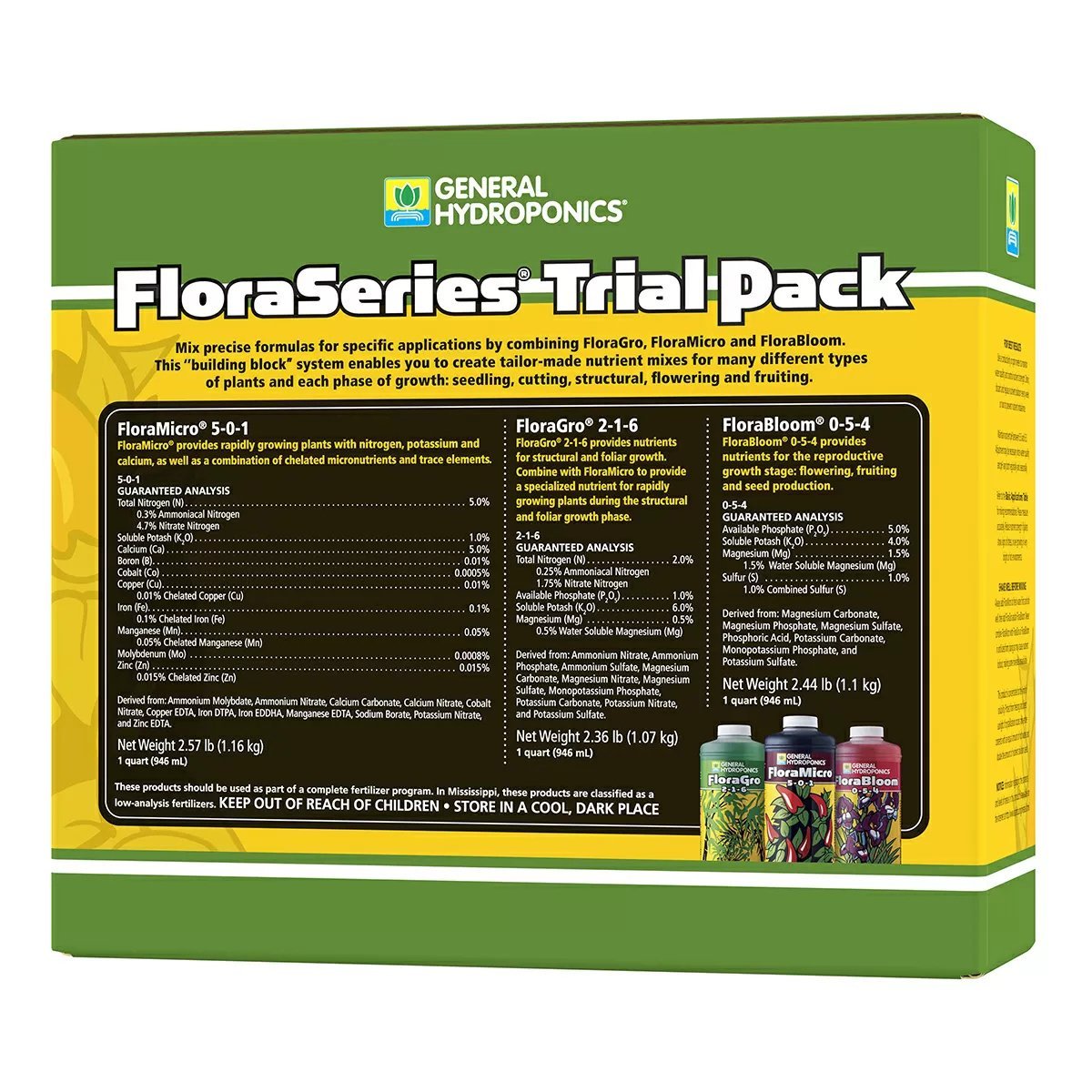 General Hydroponics® Flora Series® Quart Trial Pack - QC Supply - 