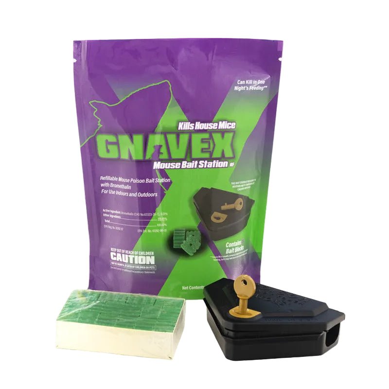 Gnavex Refillable Rodent Bait Station with Bromethalin Bait Blocks – 16 Count - QC Supply - 