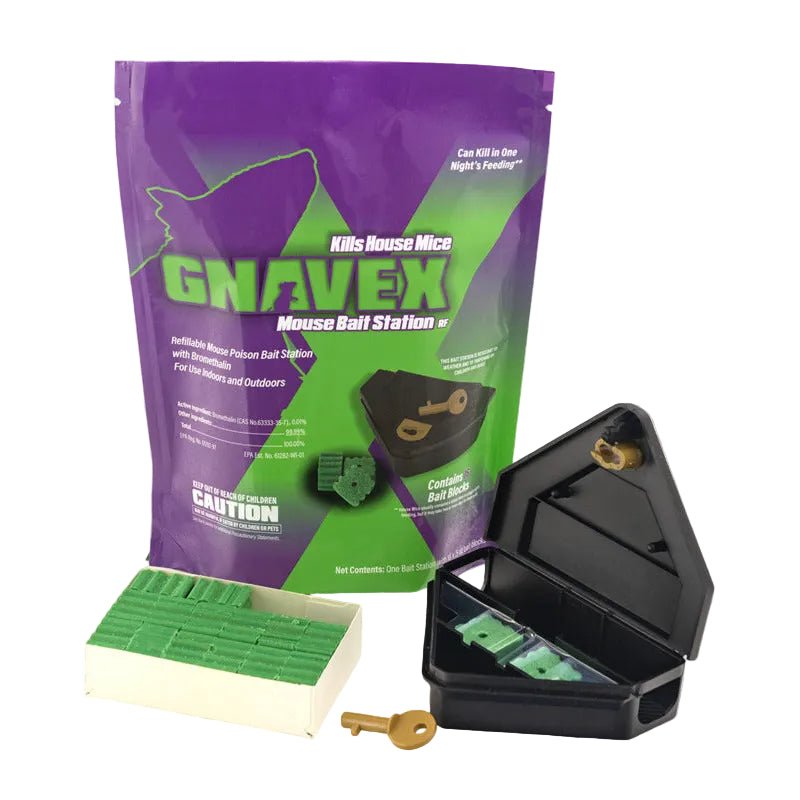 Gnavex Refillable Rodent Bait Station with Bromethalin Bait Blocks – 16 Count - QC Supply - 