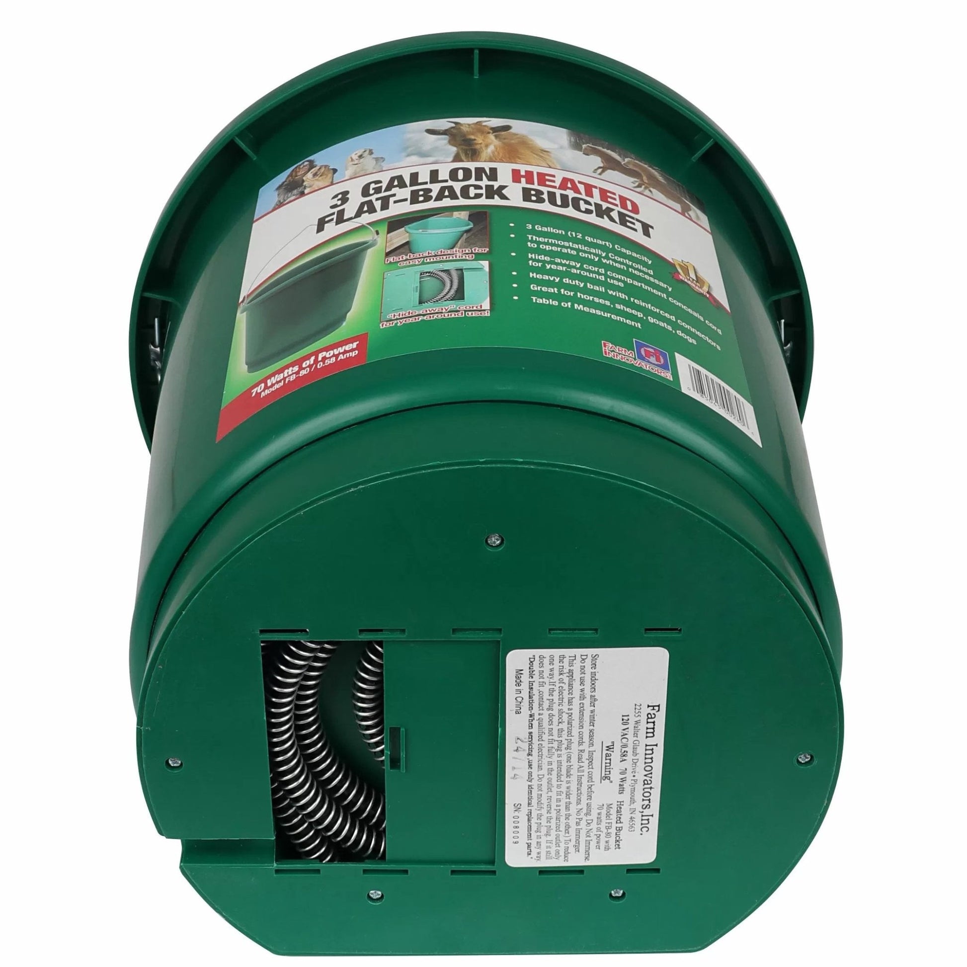 Heated 3 Gallon Flat Back Bucket - QC Supply - 
