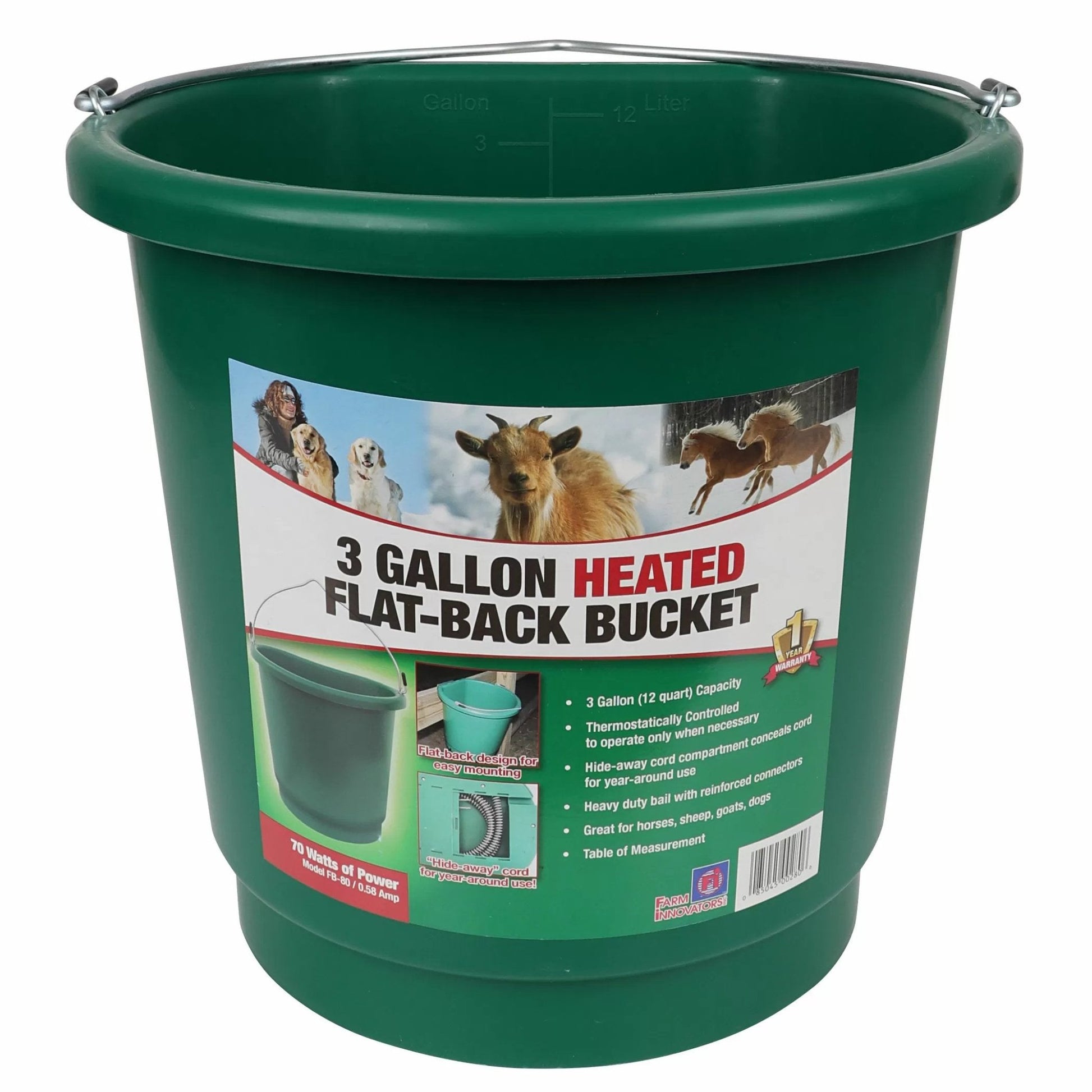 Heated 3 Gallon Flat Back Bucket - QC Supply - 