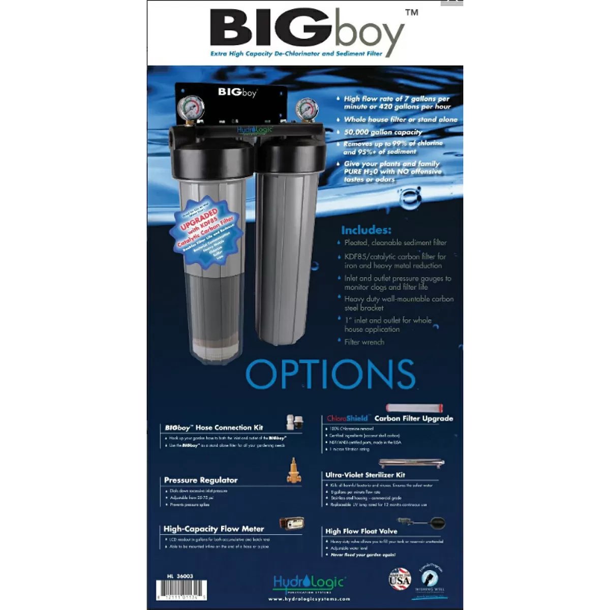 Hydro - Logic® BIGboy™ Dechlorinator & Sediment System w/KDF85/Catalytic Carbon Filter - QC Supply - 