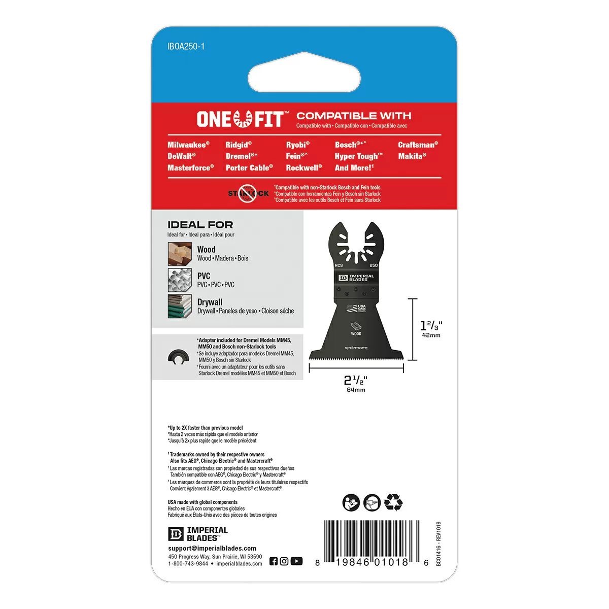 Imperial Blades One Fit™ Speartooth Fast Cut Wood Blade 1Pc - QC Supply - 