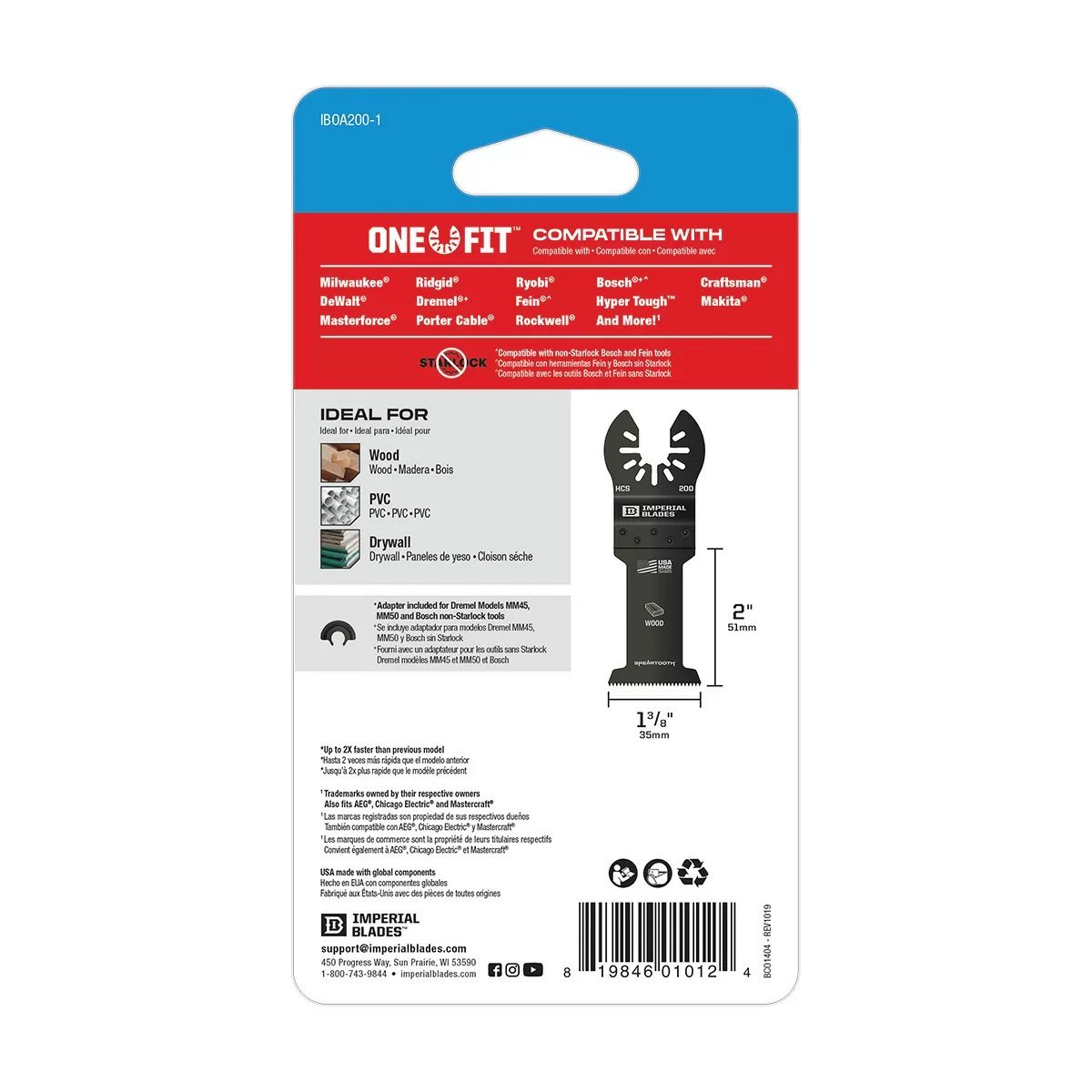 Imperial Blades One Fit™ Speartooth Fast Cut Wood Blade 1Pc - QC Supply - 
