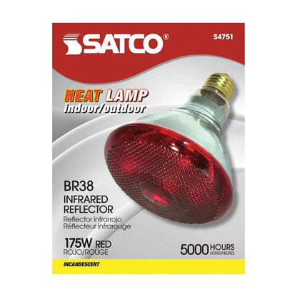 Infrared Heavy - Duty Hard Glass Heat Bulbs - 175 Watt - Red Glass - QC Supply - 