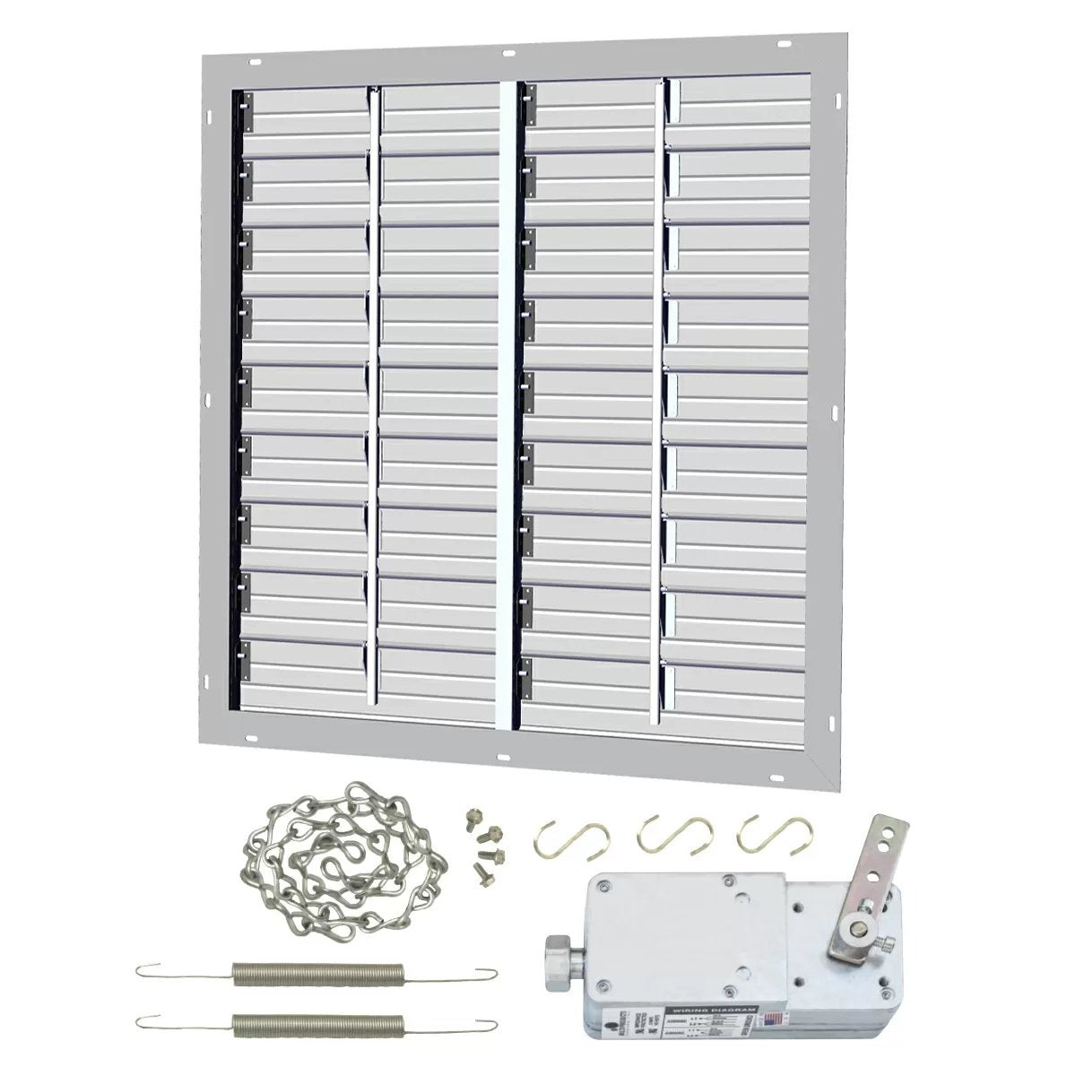 J&D Manufacturing Aluminum Intake Power Shutter with Motorized Kit Double Panel - QC Supply - 