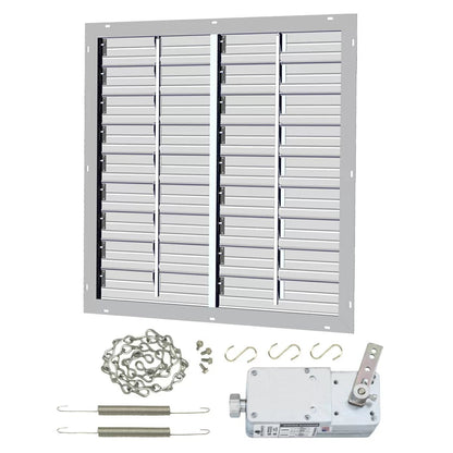 J&D Manufacturing Aluminum Intake Power Shutter with Motorized Kit Double Panel - QC Supply - 