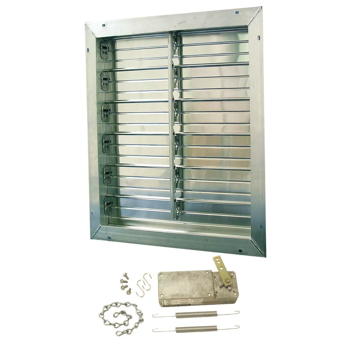 J&D Manufacturing Aluminum Intake Power Shutter with Motorized Kit Double Panel - QC Supply - 