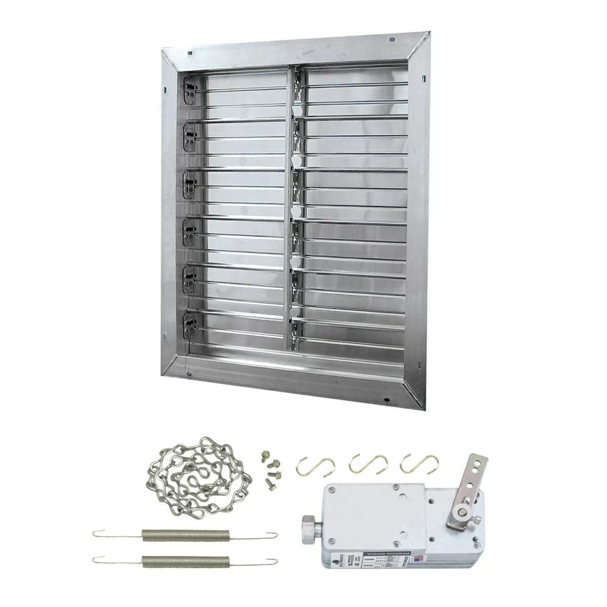 J&D Manufacturing Aluminum Intake Power Shutter with Motorized Kit Sin ...