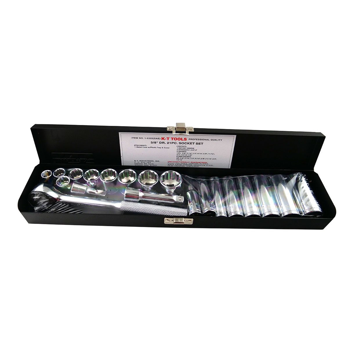 K - T Industries® SAE 3/8" Drive 21 Piece Socket Set - QC Supply - 