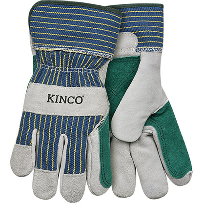 Kinco® Gray Suede Cowhide Palm Gloves with Double Palm & Cuff - QC Supply - 