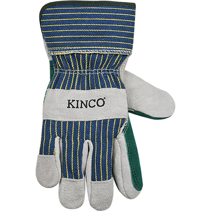 Kinco® Gray Suede Cowhide Palm Gloves with Double Palm & Cuff - QC Supply - 