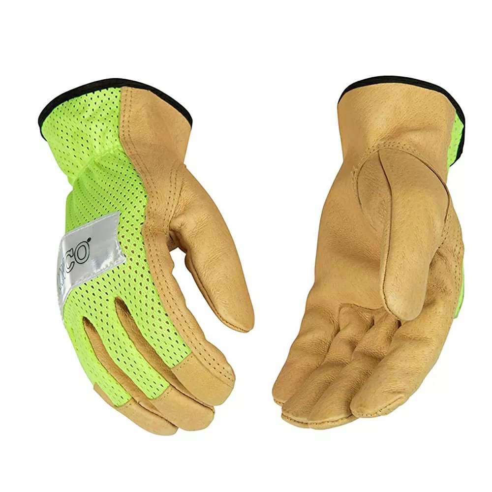 Kinco® Hi - Vis Mesh & Grain Pigskin Palm Gloves - QC Supply - 