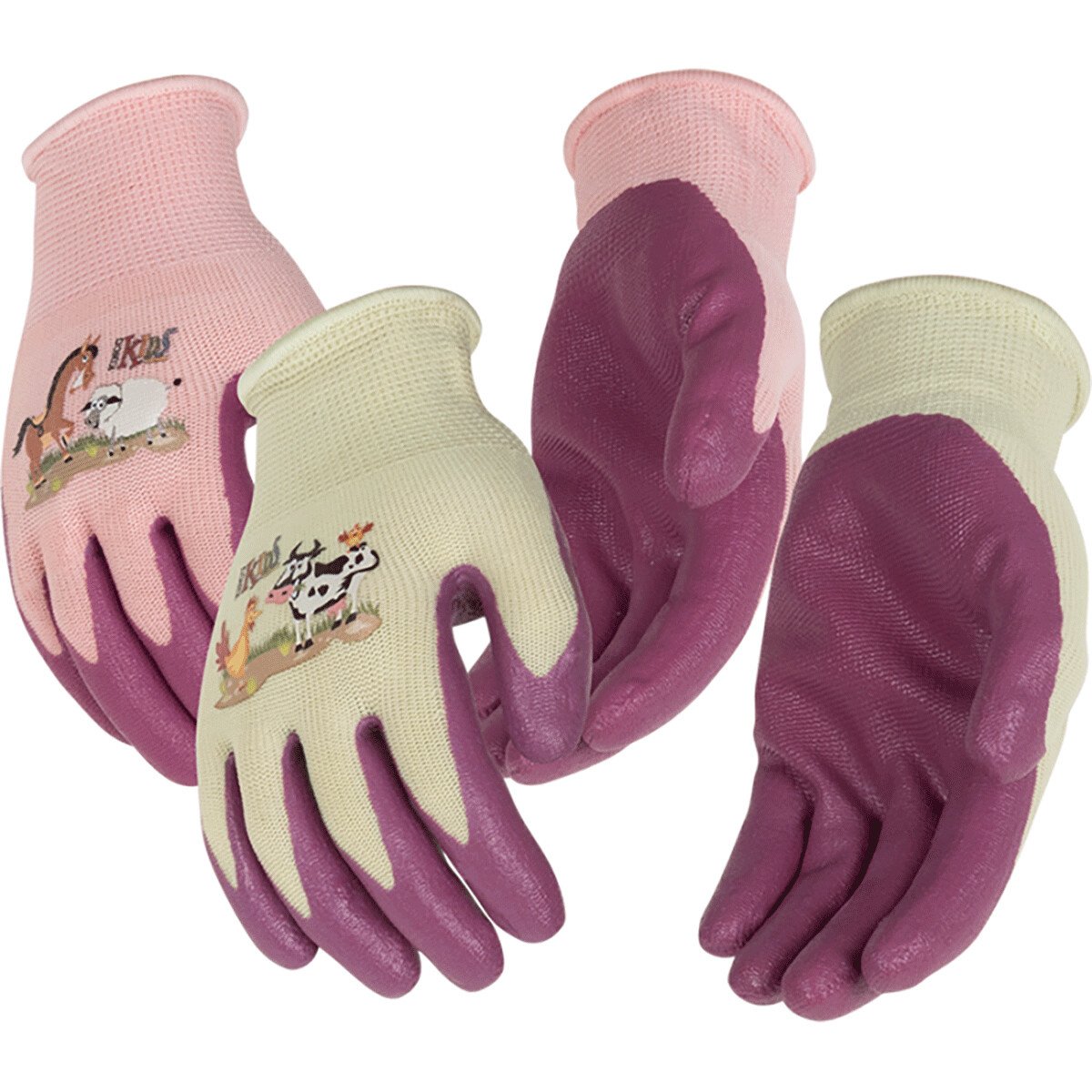 Kinco® Kids' Farm Friends Nylon Knit Shell & Foam Nitrile Palm Gloves - QC Supply - 