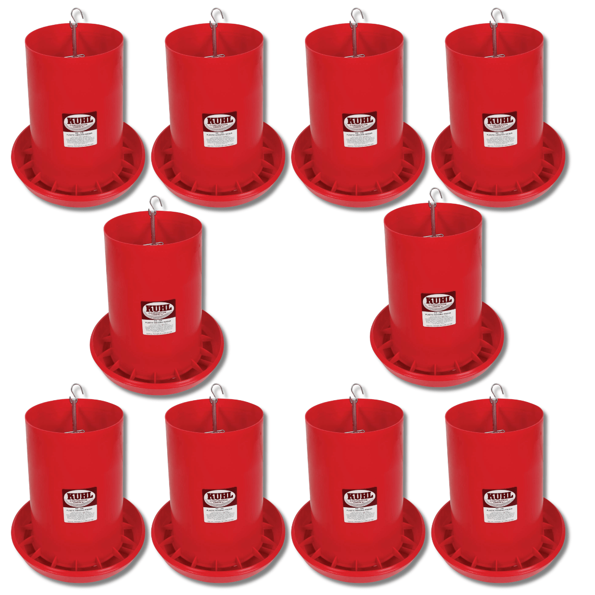 KUHL 22 lb. Hanging Feeders for Quail and Pheasant - Pack of 10 - QC Supply - 