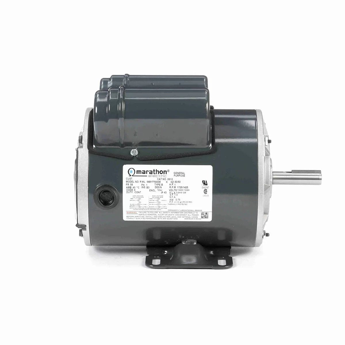 Marathon General Purpose Farm Duty 1HP Motor Model - X912 - QC Supply - 