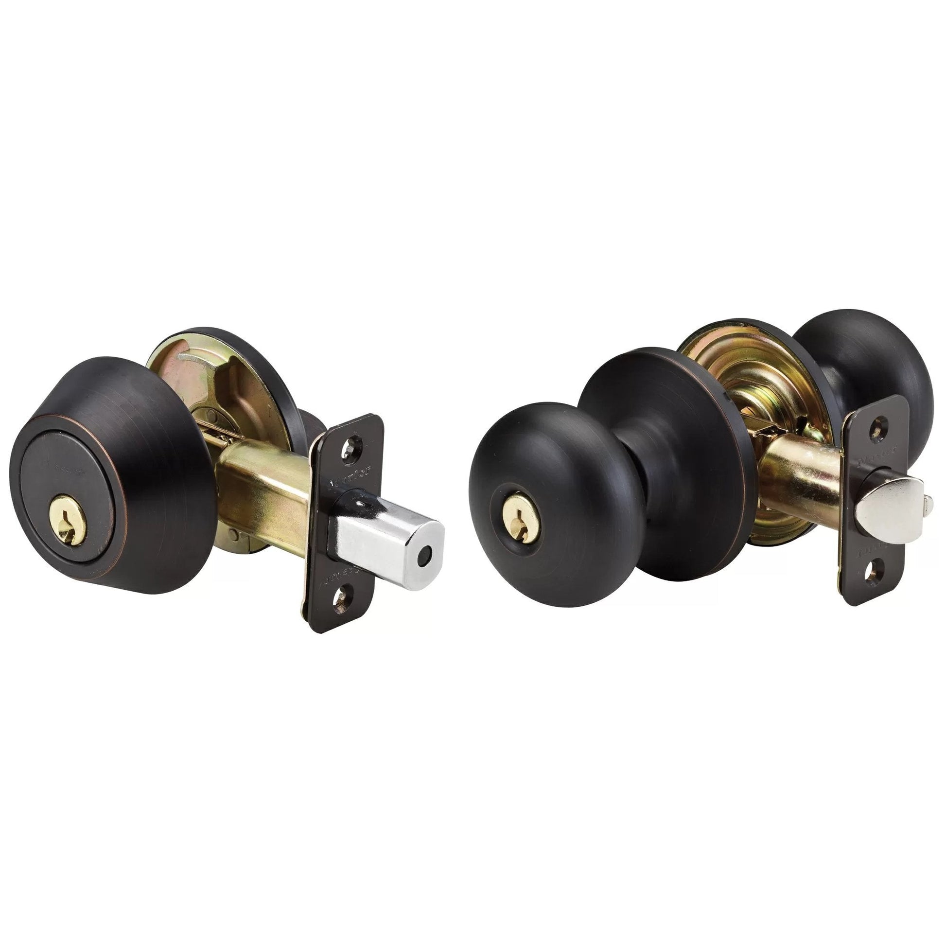 Master Lock® Aged Bronze Biscuit Style Door Lock w/Single Cylinder Deadbolt - QC Supply - 