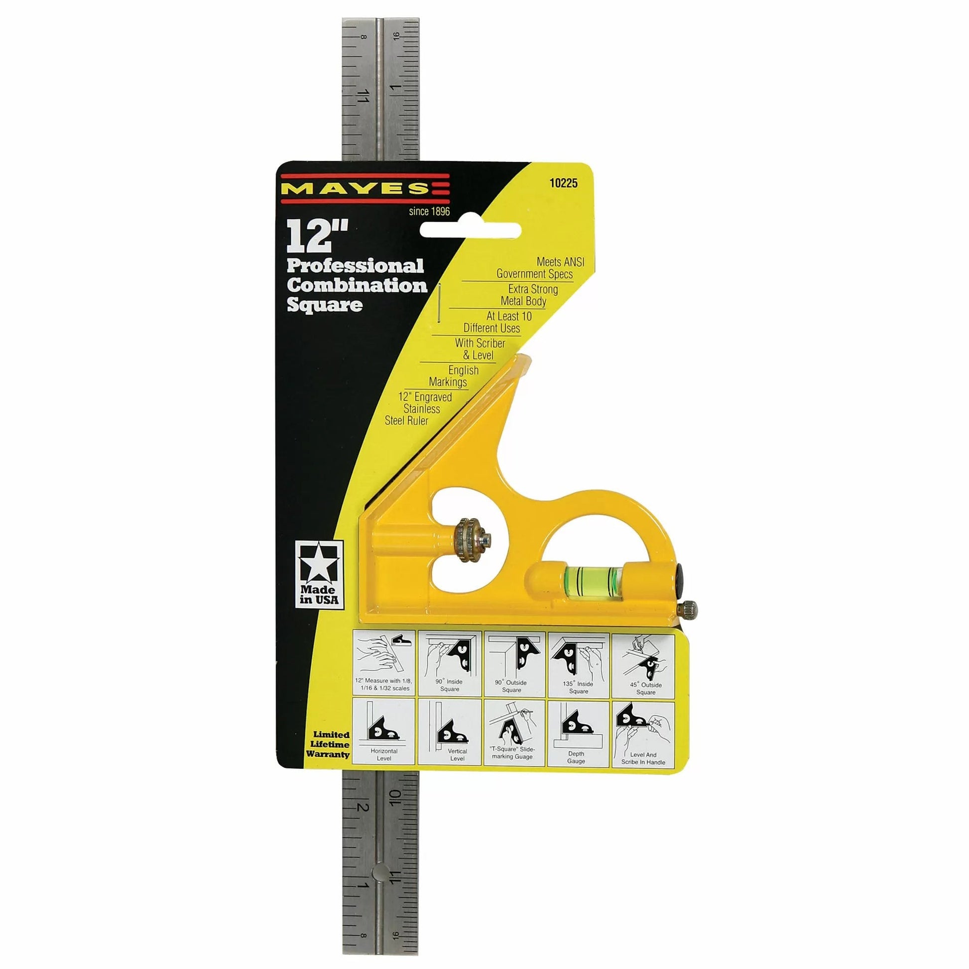 Mayes 12" Zinc Combination Square - QC Supply - 